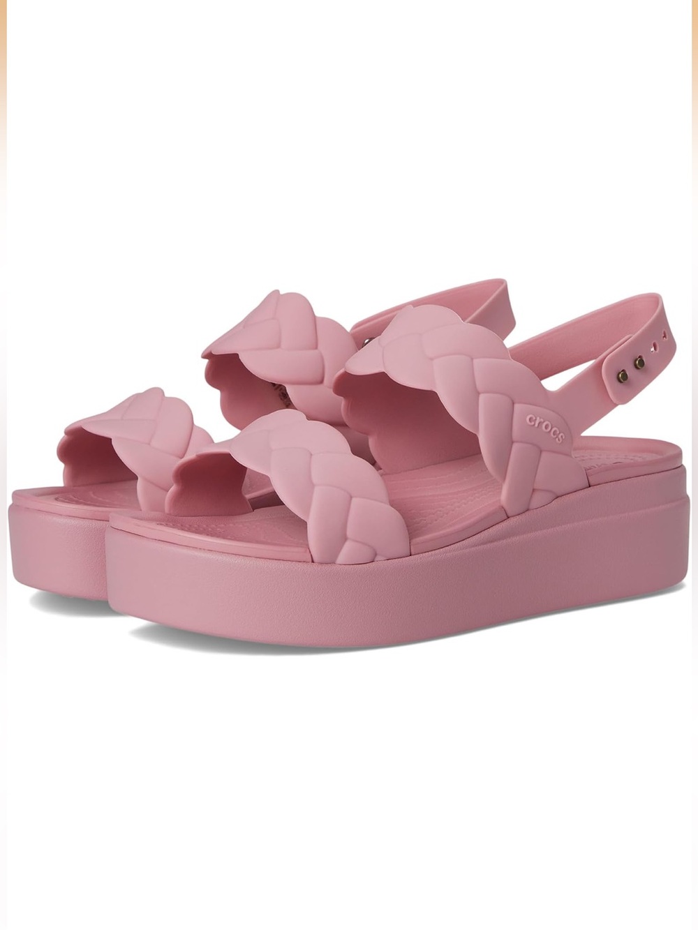 CROCS Pink Braided Platform Slide Sandals for Women - Picture 5 of 5